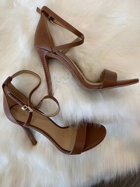 Michael Kors Brown Leather Strappy Stiletto Sandals